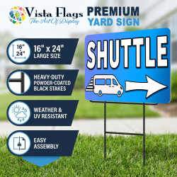 Shuttle 2 Pack Double-Sided Yard Signs 16" x 24" with Metal Stakes (Made in Texas)