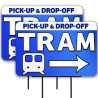 Tram Service 2 Pack Double-Sided Yard Signs 16" x 24" with Metal Stakes (Made in Texas)