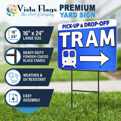 Tram Service 2 Pack Double-Sided Yard Signs 16" x 24" with Metal Stakes (Made in Texas)
