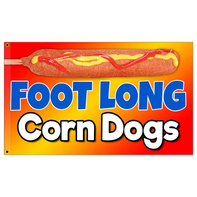 Foot Long Corn Dogs Premium 3x5 Flag OR Optional Flag with Mounting Kit
