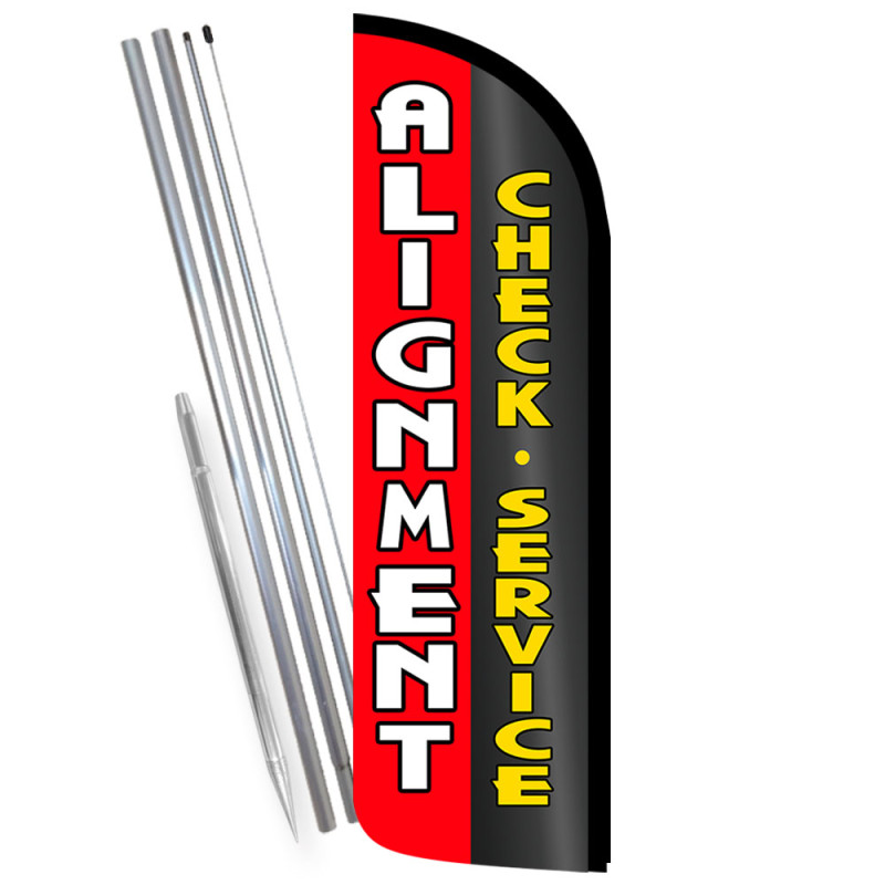 Alignment Check and Service Premium Windless Feather Flag Bundle (Complete Kit) OR Optional Replacement Flag Only