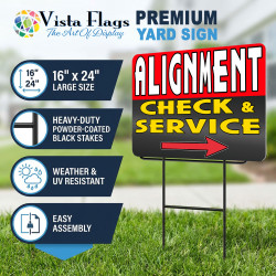 Alignment Check & Service 2 Pack Double-Sided Yard Signs 16" x 24" with Metal Stakes (Made in Texas)