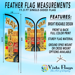 Hay Rides Premium Windless Feather Flag Bundle (Complete Kit) OR Optional Replacement Flag Only