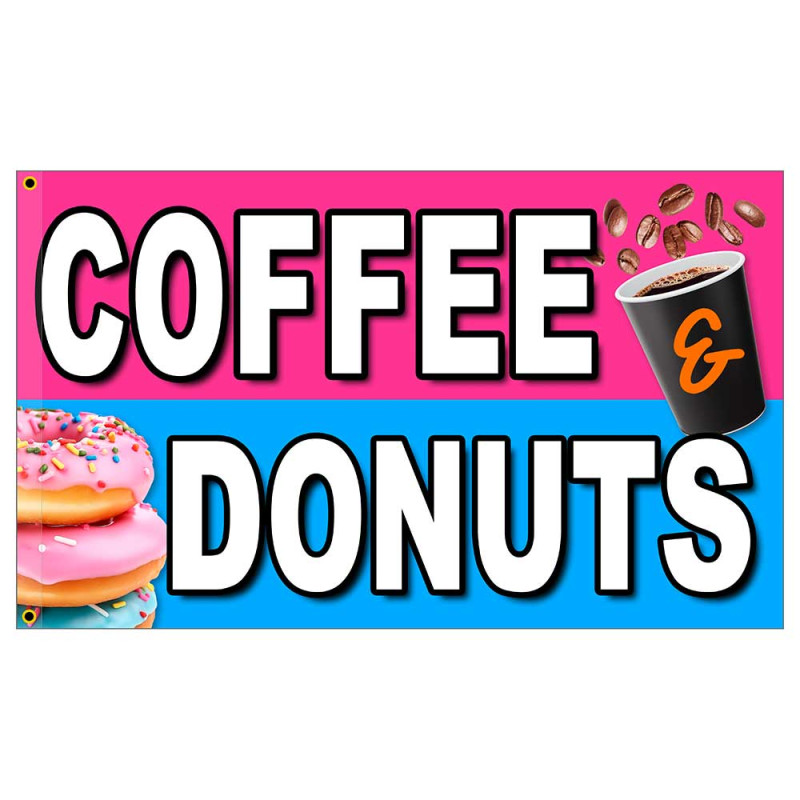 Coffee & Donuts Premium 3x5 Flag OR Optional Flag with Mounting Kit