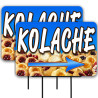 Kolache 2 Pack Double-Sided Yard Signs 16" x 24" with Metal Stakes (Made in Texas)