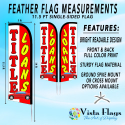 Title Loans Windless Feather Flag Bundle (Complete Kit) OR Optional Replacement Flag Only