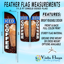 Iced Coffee Premium Windless Feather Flag Bundle (Complete Kit) OR Optional Replacement Flag Only