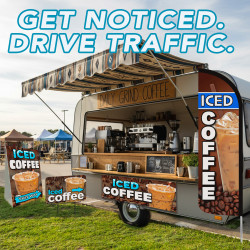 Iced Coffee Premium Windless Feather Flag Bundle (Complete Kit) OR Optional Replacement Flag Only