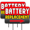 Battery Replacement 2 Pack Double-Sided Yard Signs 16" x 24" with Metal Stakes (Made in Texas)