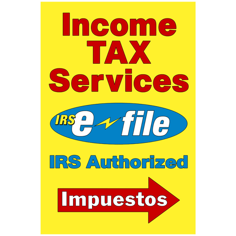 Income Tax Services E-File (Arrow) Economy A-Frame Sign 2 Feet Wide by ...