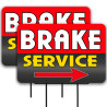 Brake Service 2 Pack Double-Sided Yard Signs 16" x 24" with Metal Stakes (Made in Texas)