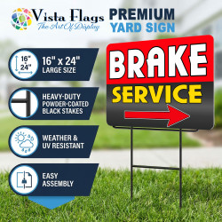 Brake Service 2 Pack Double-Sided Yard Signs 16" x 24" with Metal Stakes (Made in Texas)