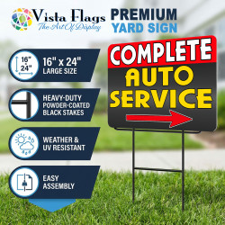 Complete Auto Service 2 Pack Double-Sided Yard Signs 16" x 24" with Metal Stakes (Made in Texas)