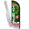 Toy Drive - Christmas Premium Windless Feather Flag Bundle (Complete Kit) OR Optional Replacement Flag Only