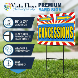 Concessions 2 Pack Double-Sided Yard Signs 16" x 24" with Metal Stakes (Made in Texas)