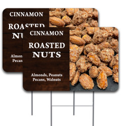 2 Pack Cinnamon Roasted Nuts Yard Sign 16" x 24" - Double-Sided Print, with Metal Stakes 841098173685