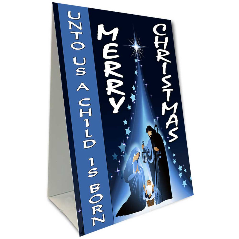 Merry Christmas - Unto Us Economy A-Frame Sign