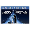 Merry Christmas - Unto Us Premium 3x5 Flag OR Optional Flag with Mounting Kit