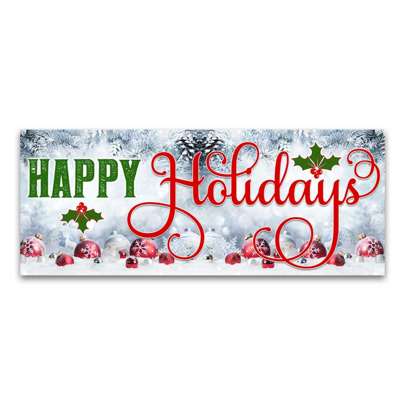 Happy Holidays Vinyl Banner with Optional Sizes (Made in the USA) 