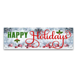 Happy Holidays Vinyl Banner with Optional Sizes (Made in the USA) 