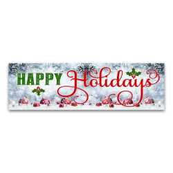 Happy Holidays Vinyl Banner with Optional Sizes (Made in the USA) 
