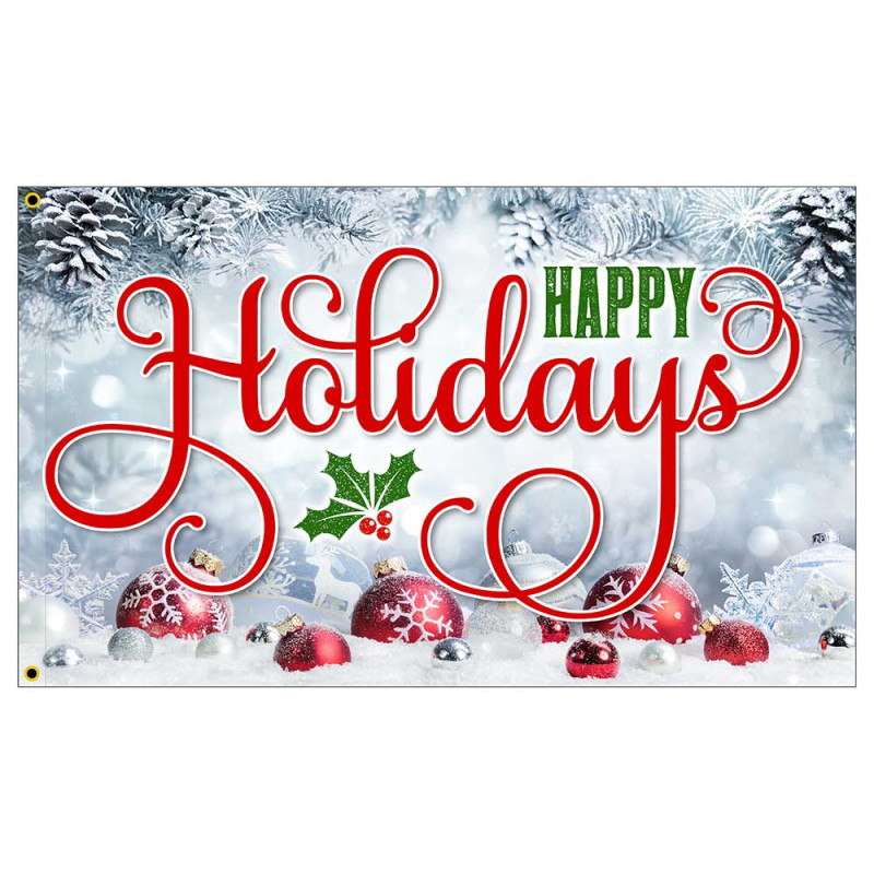 Happy Holidays Premium 3x5 Flag OR Optional Flag with Mounting Kit
