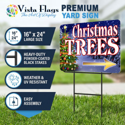 Christmas Trees 2 Pack Double-Sided Yard Signs 16" x 24" with Metal Stakes (Made in Texas)