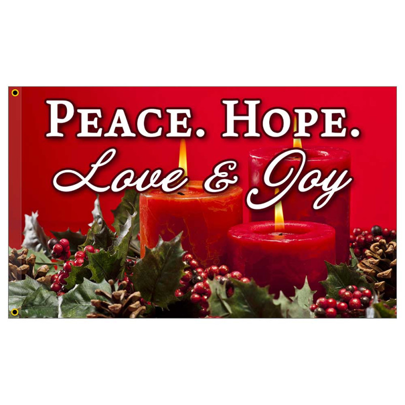 Peace Hope Love Joy Advent Premium 3x5 Flag OR Optional Flag with Mounting Kit