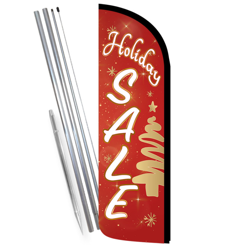 Holiday Sale Premium Windless Feather Flag Bundle (Complete Kit) OR Optional Replacement Flag Only