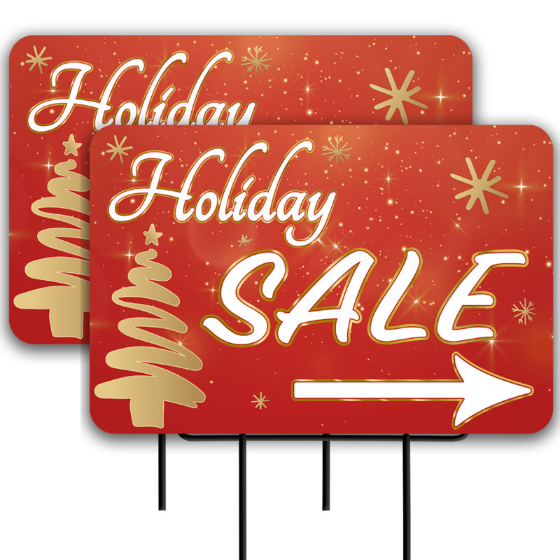 Holiday Sale 2 Pack Double-Sided Yard Signs 16" x 24" with Metal Stakes (Made in Texas)