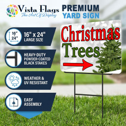 Christmas Trees - White 2 Pack Double-Sided Yard Signs 16" x 24" with Metal Stakes (Made in Texas)