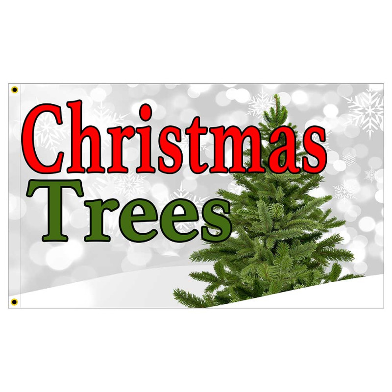 Christmas Trees - White Premium 3x5 Flag OR Optional Flag with Mounting Kit