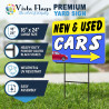 New & Used Cars 2 Pack Double-Sided Yard Signs 16" x 24" with Metal Stakes (Made in Texas)