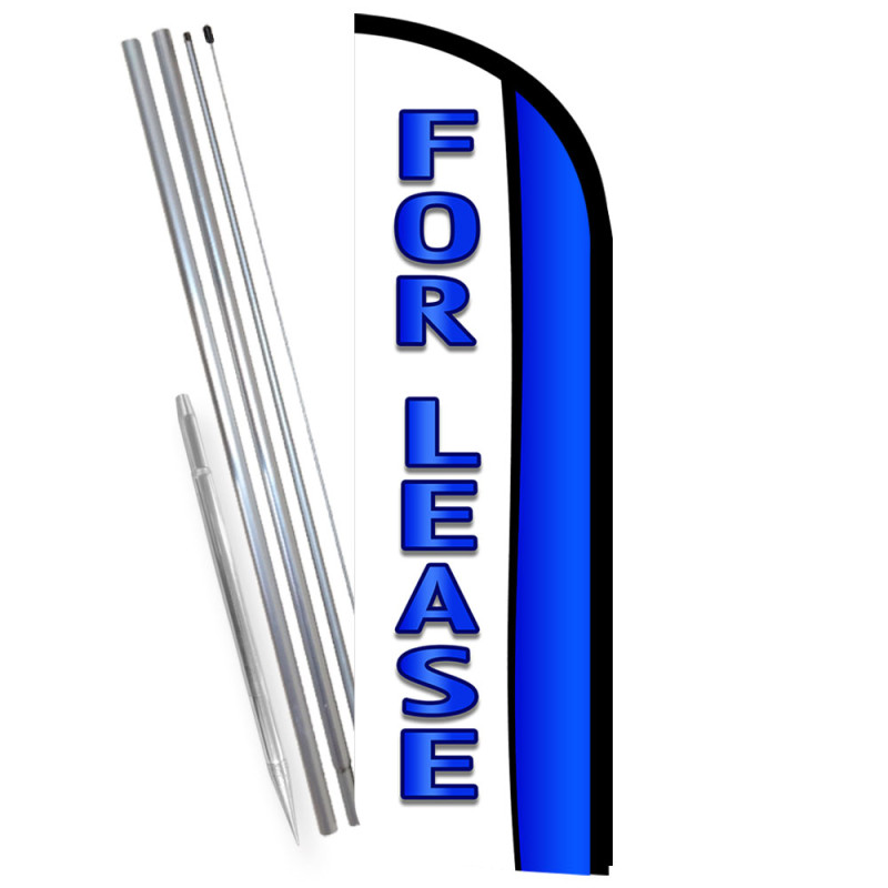 For Lease - Blue Premium Windless Feather Flag Bundle (Complete Kit) OR Optional Replacement Flag Only