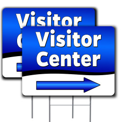 2 Pack Visitor Center Arrow Design Yard Sign 16" x 24" - Double-Sided Print, with Metal Stakes 841098174378