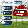 Leasing Office - Red 2 Pack Double-Sided Yard Signs 16" x 24" with Metal Stakes (Made in Texas)