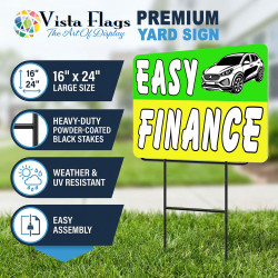 Easy Finance 2 Pack Double-Sided Yard Signs 16" x 24" with Metal Stakes (Made in Texas)