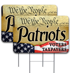 2 Pack We The People Patriots Sign 18" x 24" - Double-Sided Print, with Metal Stakes 841098176419