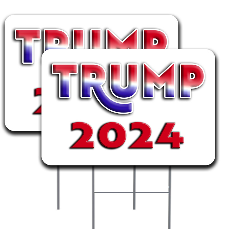 2 Pack Trump 2024 Yard Sign 16" x 24" - Double-Sided Print, with Metal Stakes 841098176464