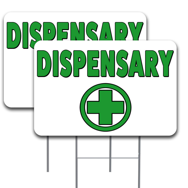 2 Pack Dispensary Yard Sign 16" x 24" - Double-Sided Print, with Metal Stakes 841098186081