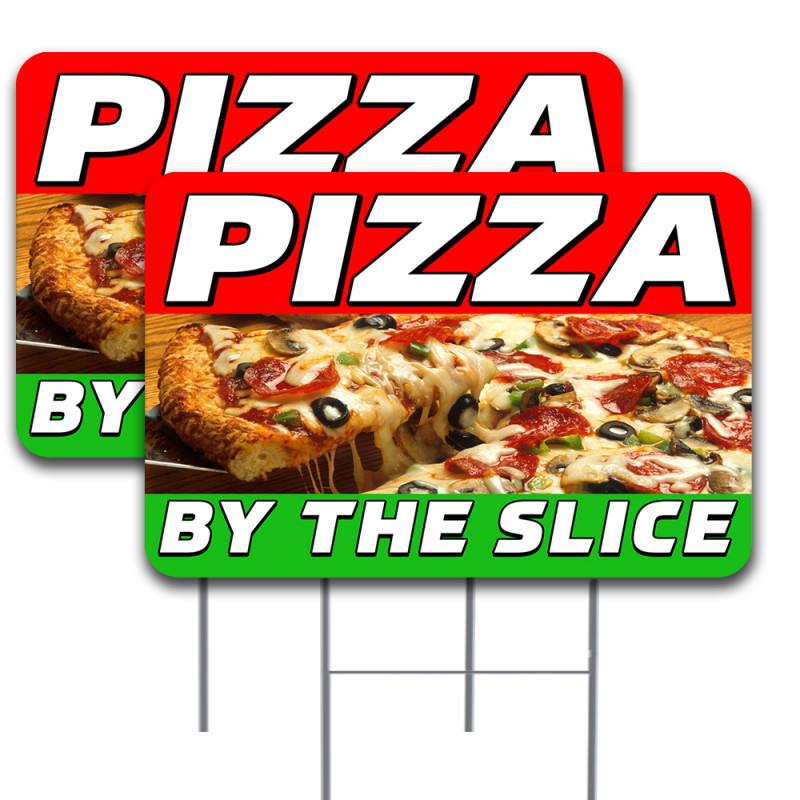 PIZZA BY THE SLICE Advertising Vinyl Banner Flag Sign Many Sizes USA 