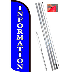 Information Windless Feather Flag Bundle (11.5' Tall Flag, 15' Tall Flagpole, Ground Mount Stake) 841098195724
