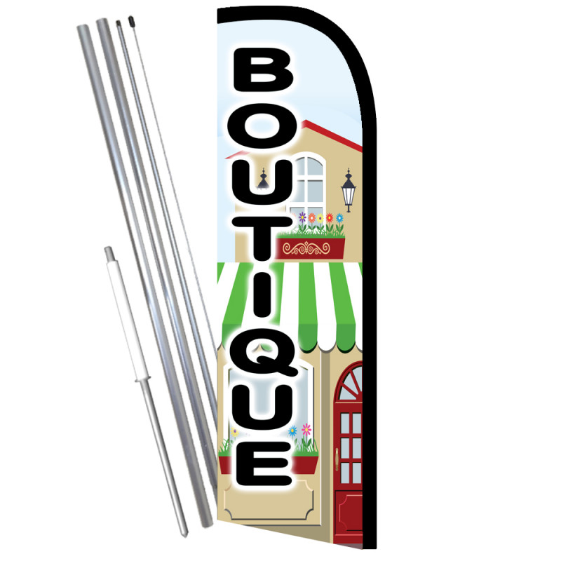 Restaurant (Maroon) Windless Feather Banner Flag Kit (Flag, Pole