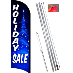 Holiday Sale Premium Windless Feather Flag Bundle (11.5' Tall Flag, 15' Tall Flagpole, Ground Mount Stake)