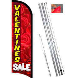 Valentines Sale Premium Windless Feather Flag Bundle (11.5' Tall Flag, 15' Tall Flagpole, Ground Mount Stake)