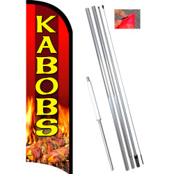KABOBS Premium Windless Feather Flag Bundle (11.5' Tall Flag, 15' Tall Flagpole, Ground Mount Stake) 841098197278