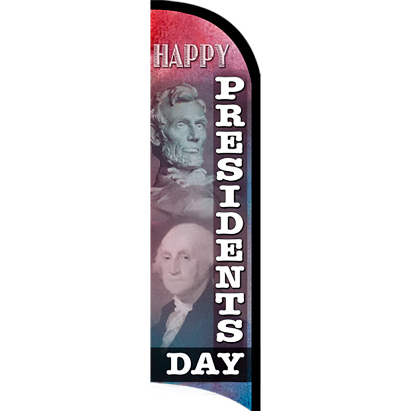 Happy Presidents Day Premium Windless Feather Flag, Flag ONLY (11.5' Tall x 3' Wide)