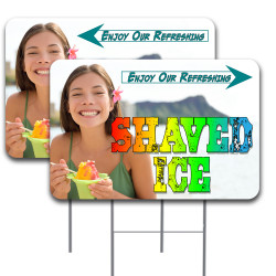 2 Pack Shaved Ice Yard Sign 16" x 24" - Double-Sided Print, with Metal Stakes 841098199852