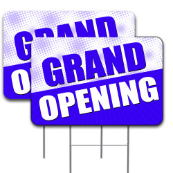 2 Pack Grand Opening Yard Sign 16" x 24" - Double-Sided Print, with Metal Stakes 841098199906
