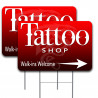 2 Pack Tattoo Shop (Arrow) Yard Sign 16" x 24" - Double-Sided Print, with Metal Stakes 841098199982